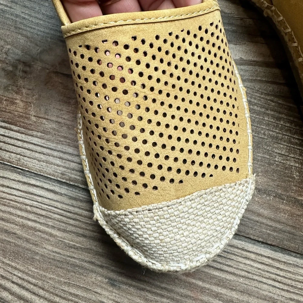 Journee Collection Women Yellow-Tan Perforated Espadrille Slip-Ons